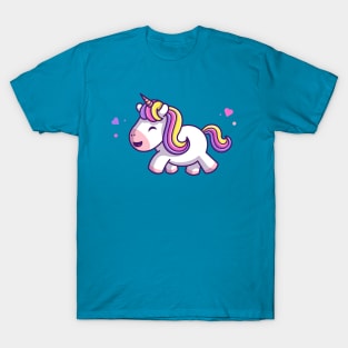 Cute Unicorn Walking Cartoon T-Shirt